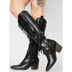 Gothabilly Cowgirl Boots Western Leather Fringe Crocodile Alligator Stevie Nicks